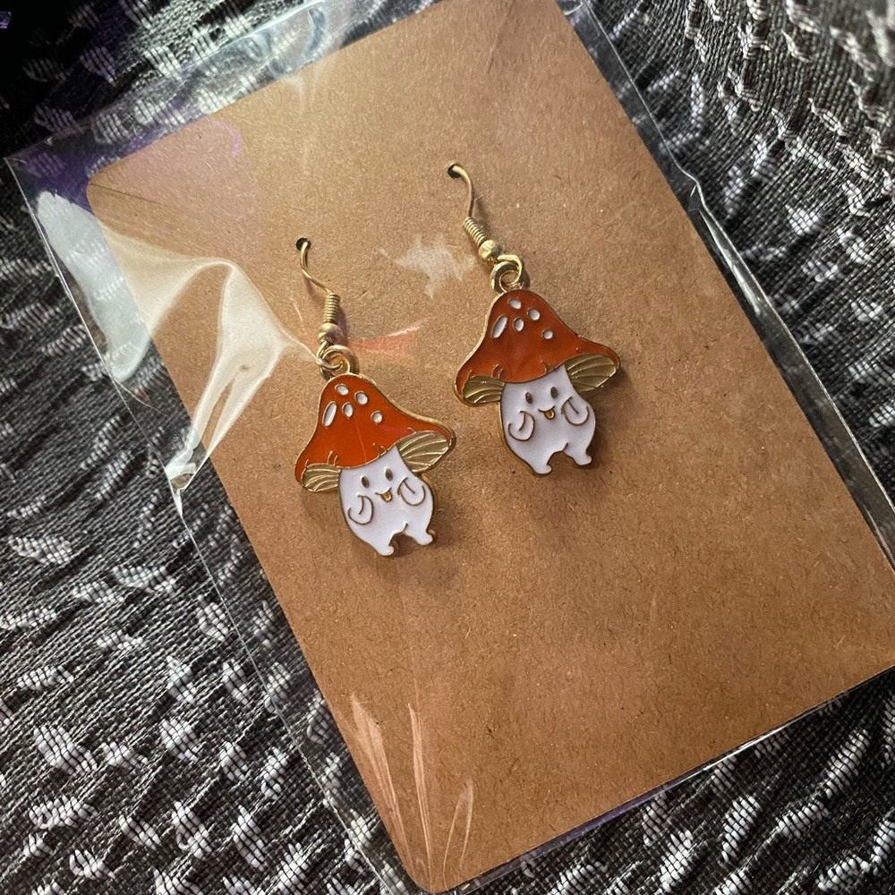 Silly Mushroom Dangle Earrings